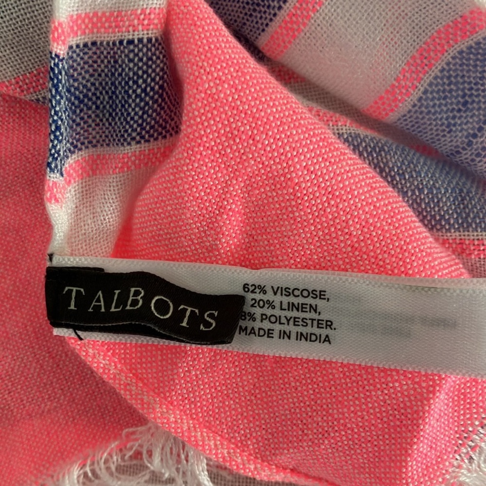 Large striped pink & blue summer scarf from Talbots - Picture 5 of 6
